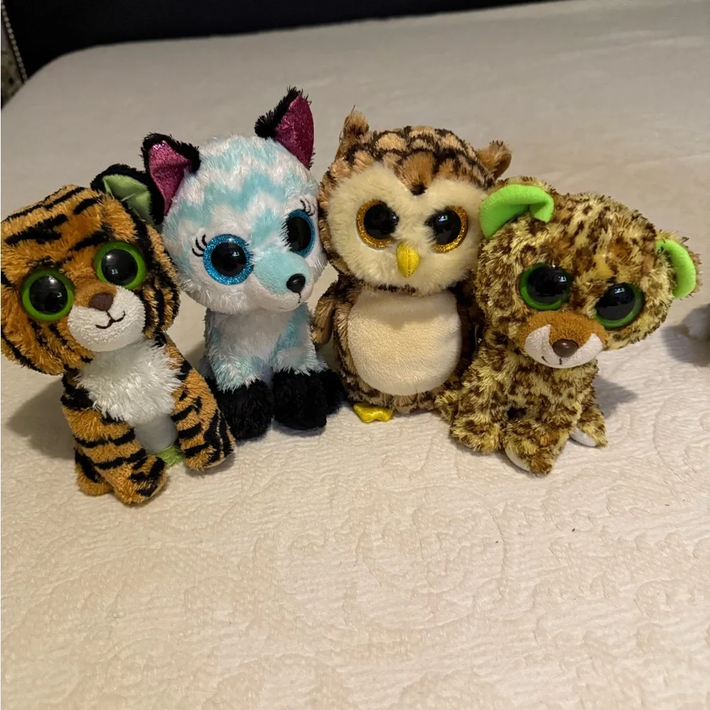Ty Plush Animal Toys - Tiger, Fox, Owl, Leopard